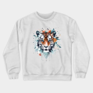 painted color mandala tiger cartoon Crewneck Sweatshirt